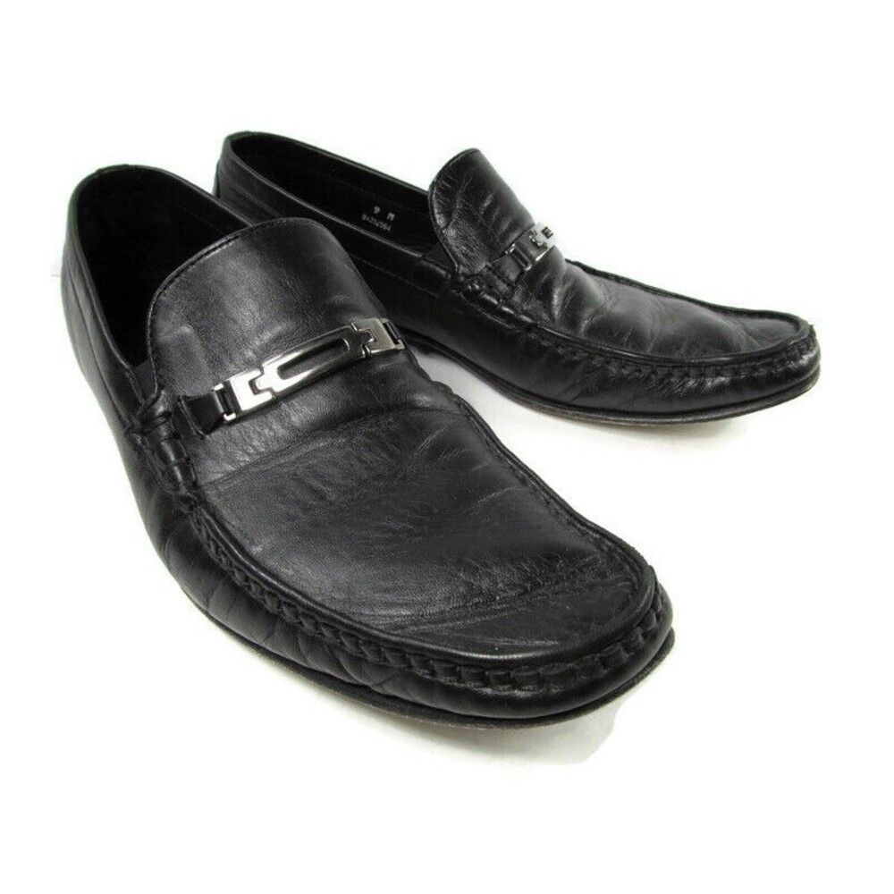 Broletto Black Leather Moc Toe Horsebit Loafers Mens Size US 9 M Made In Italy